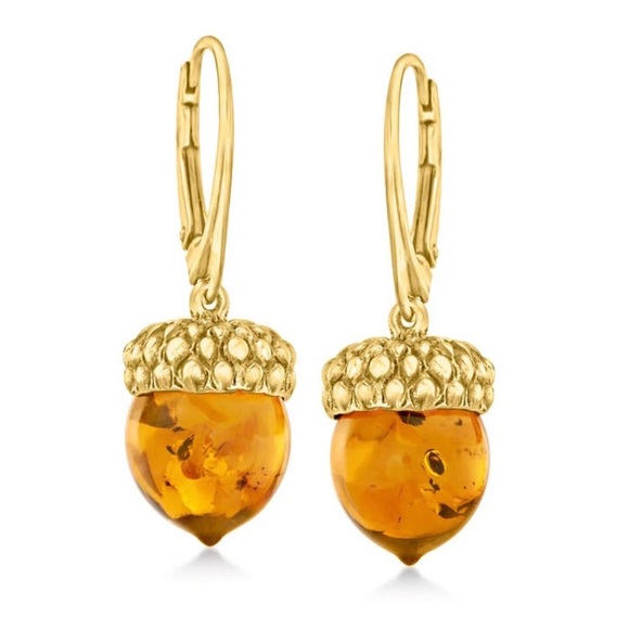 Ross-Simons Jewelry - 18k Amber Gemstone Acorn Drop Earrings